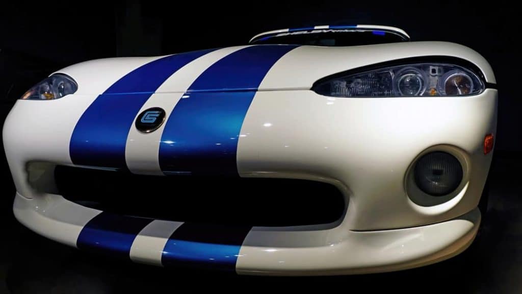 A rare Wimbledon White and Guardian Blue Carroll Shelby limited edition Dodge Viper RT/10.