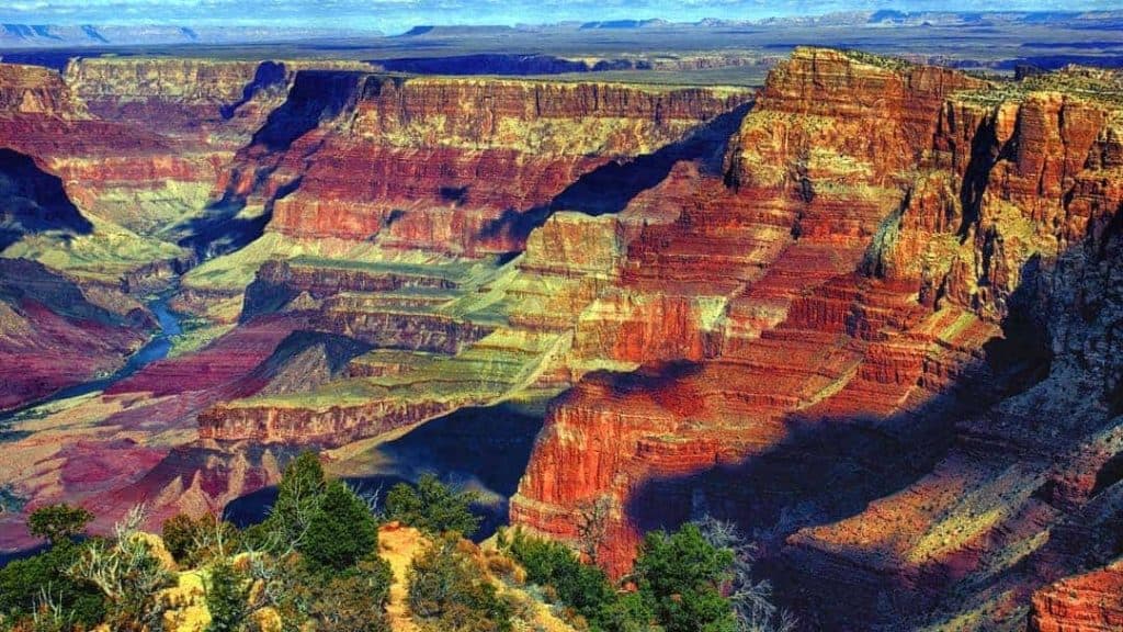 A sweeping vista of the Grand Canyon, near the east entrance.