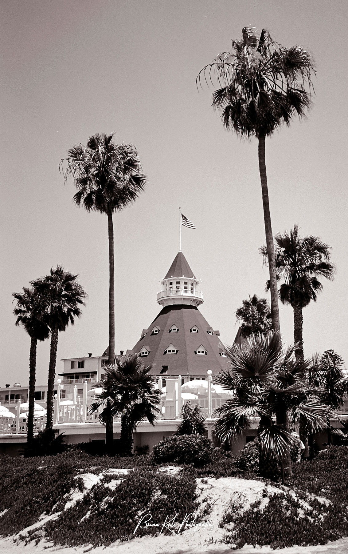 The historic beachfront Hotel Del Coronado sits on the shores of the Pacific Ocean just across the bay from downtown San Diego, California. This landmark has welcomed many famous guests and celebrities, was the largest resort hotel in the world when it opened in 1888, and remains the second largest wooden structure in the United States.