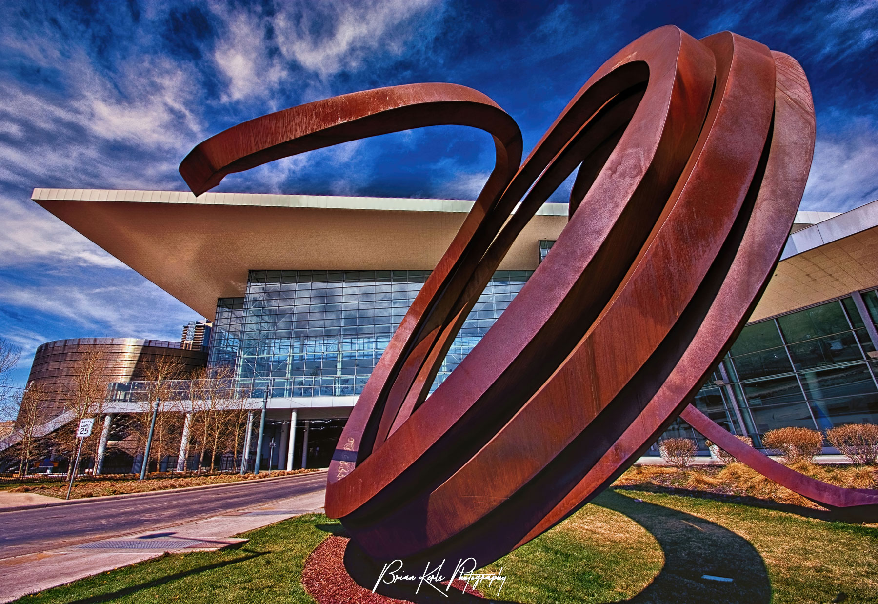 Looking north at the Colorado Convention Center in Denver on a spring afternoon.