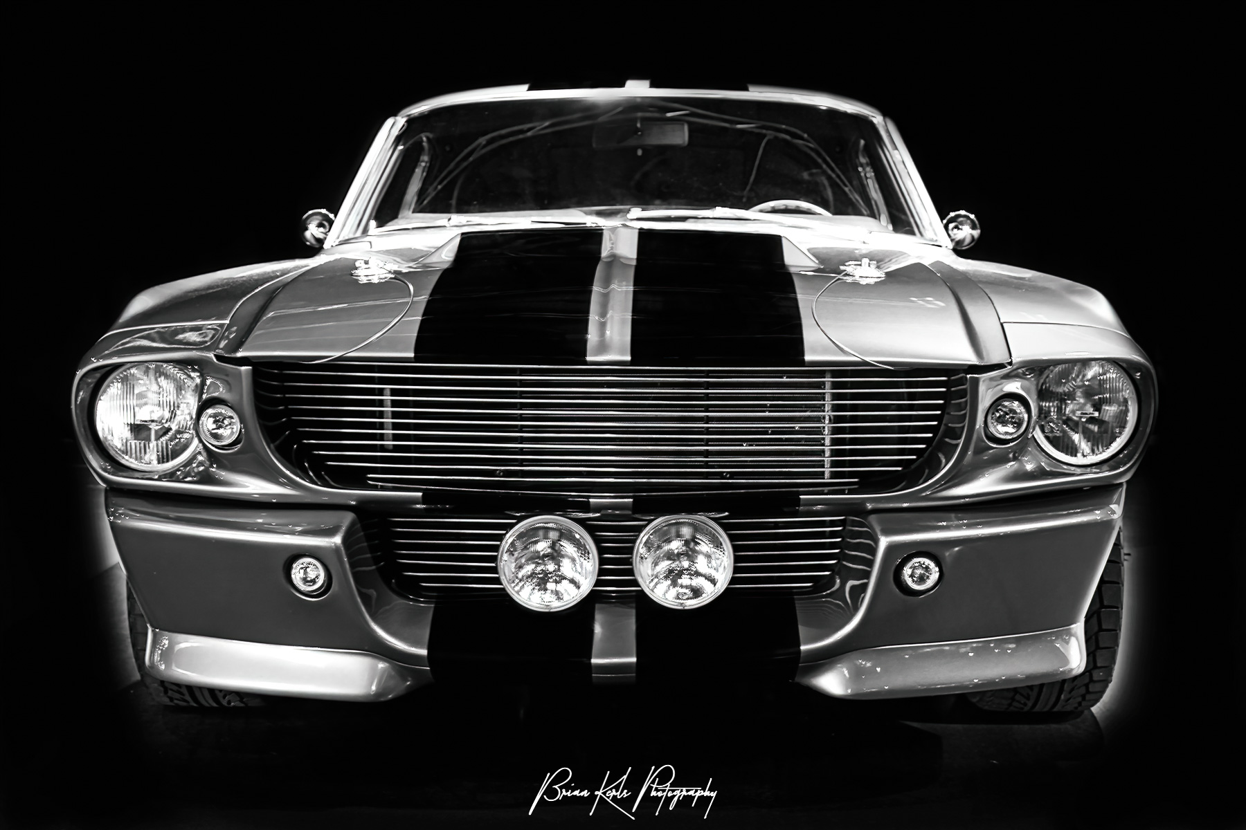 A 1967 Ford Mustang Shelby GT 500 like the car famously used in the movie "Gone in 60 Seconds" as "Eleanor".