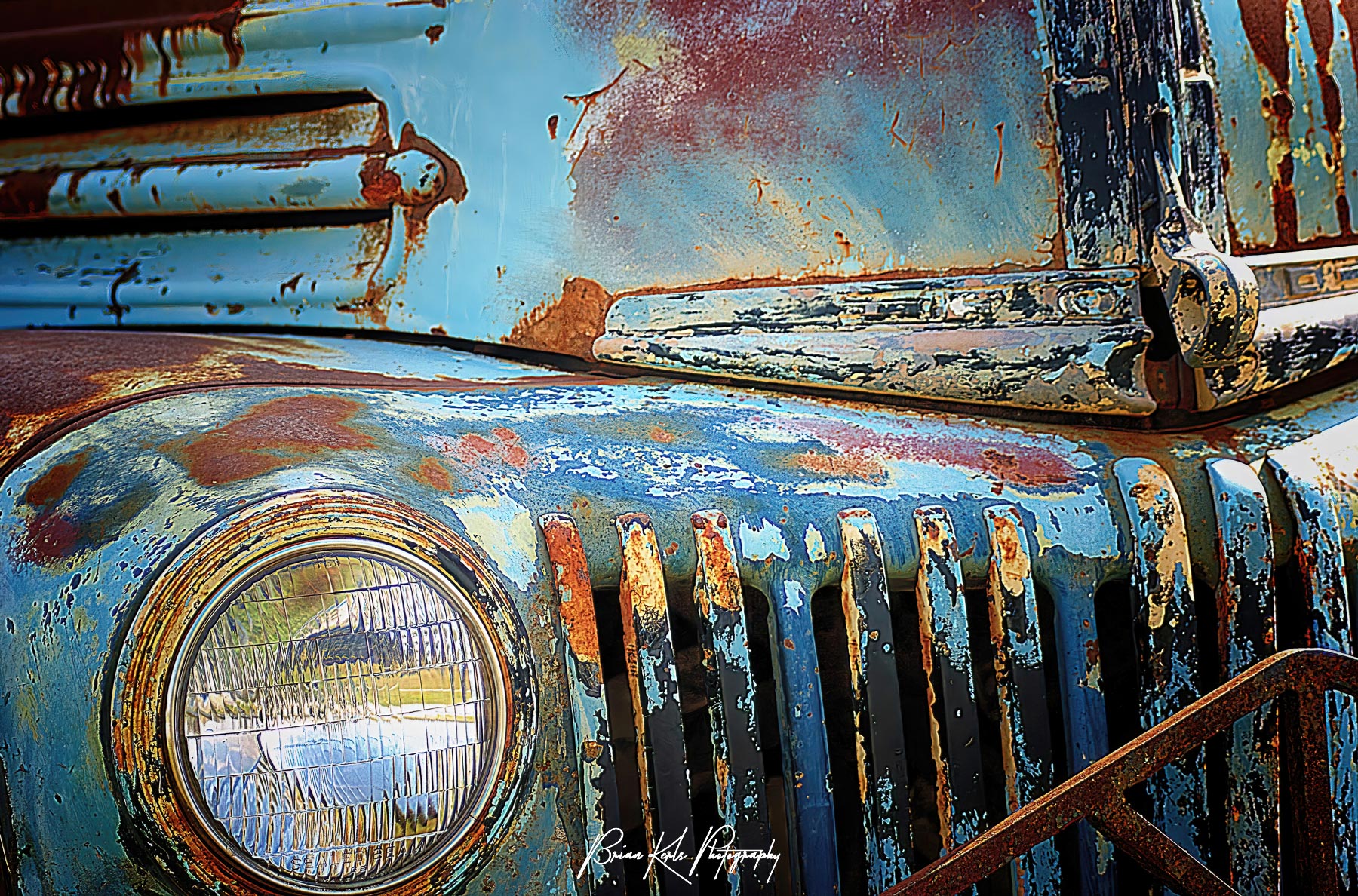 Years of neglect created unique and colorful rust patterns on this vintage Ford truck abandoned along Highway 6 in central Texas.